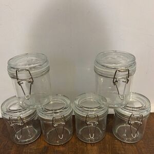 8oz Reusable Airtight Chefs Glass Spice Jars w/Metal Clasps Bundle of 6
